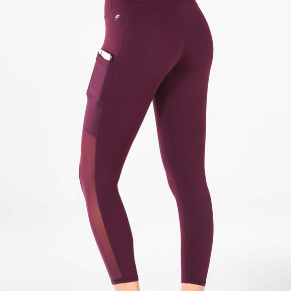 Fabletics Pants - Fabletics Mila High-Waisted Pocket Capri - Burgund